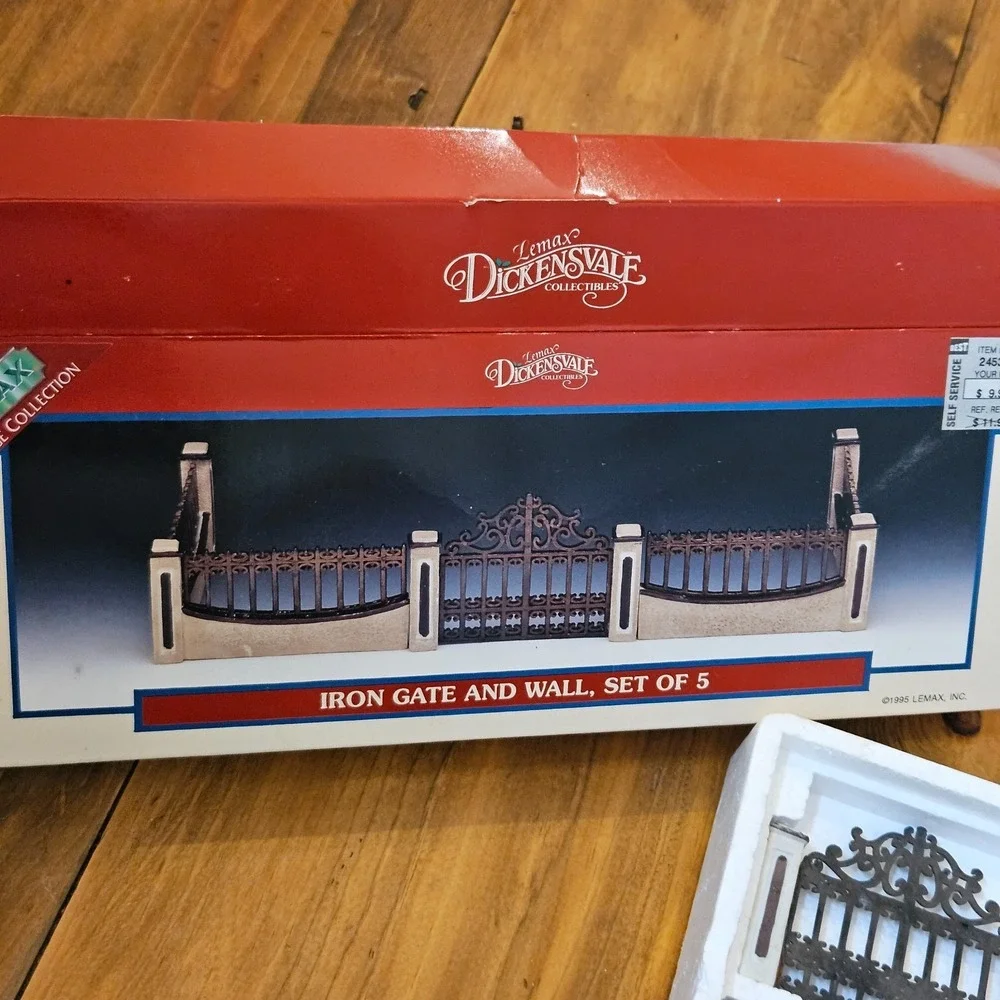 VTG Lemax Dickensvale Iron Gate & Wall Set of 5 Village Fence Accessory 1995 Box